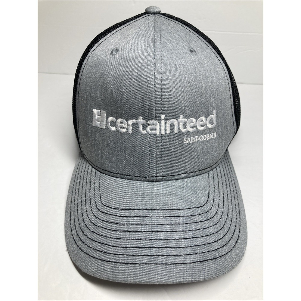 Certainties Saint-Gobain Cap Hat Gray Black Adult Adjustable Mesh SnapBack
